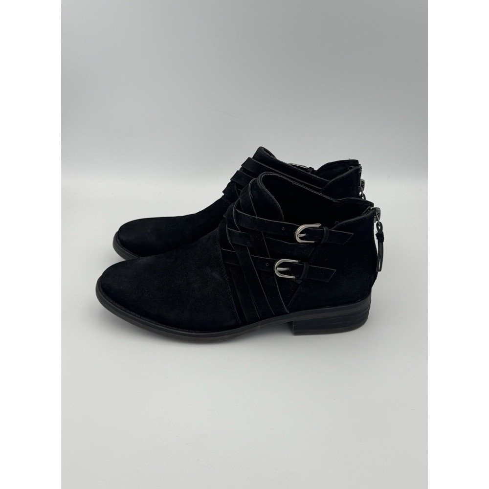 BareTraps Atticus Black Faux Suede Ankle Boots Women's 8.5M Strap Buckle Zip - Picture 3 of 9